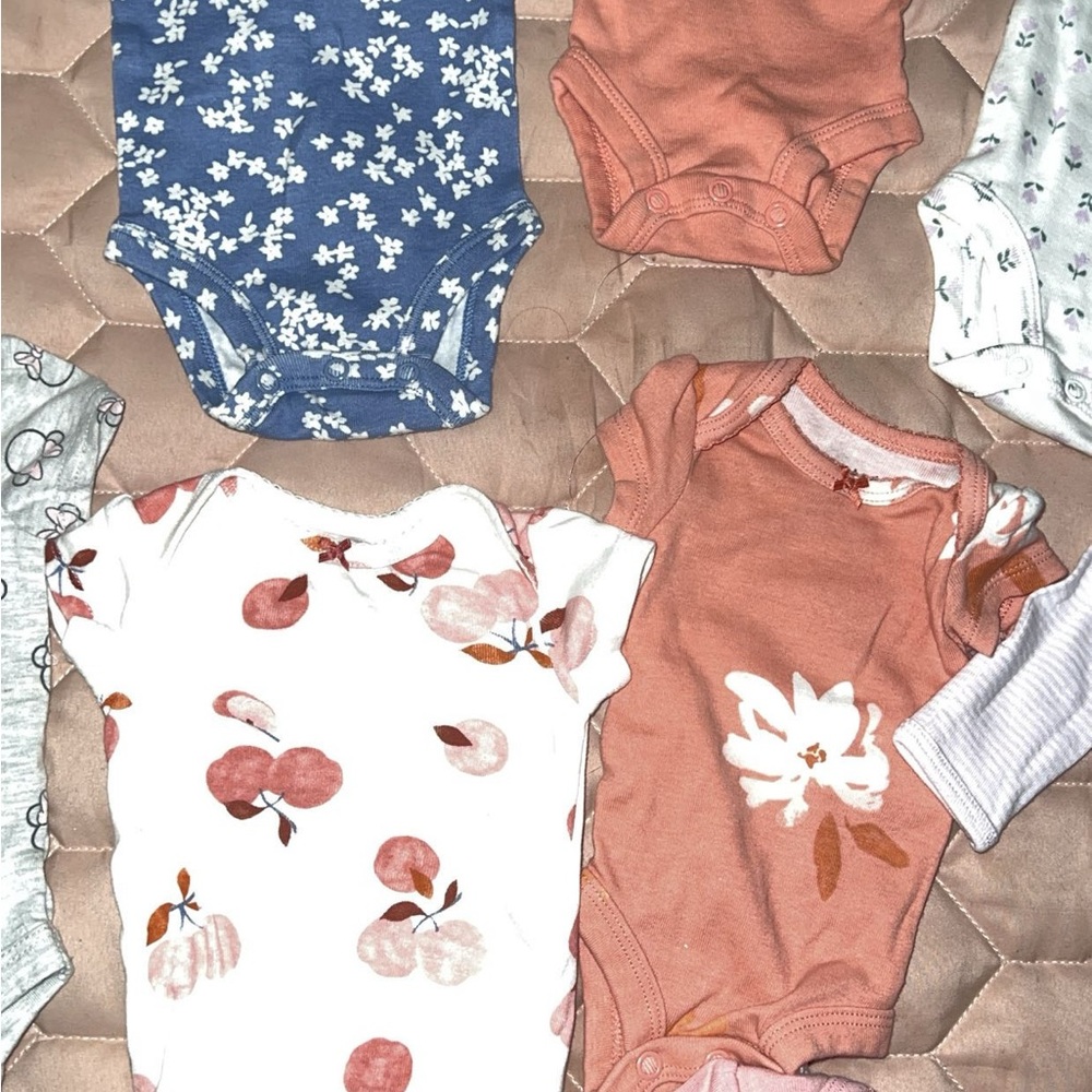 Carter's Blue Floral and Peach Print Kids Bodysuit Set